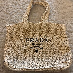 Prada Natural Woven Tote Bag